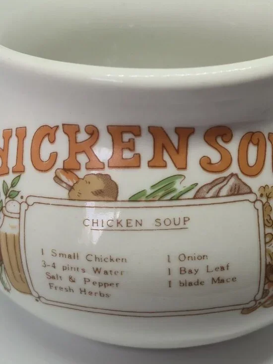 Vintage Ceramic Recipe Soup Mug Set Onion & Chicken Soup Crocks Illustrated - Picture 9 of 16